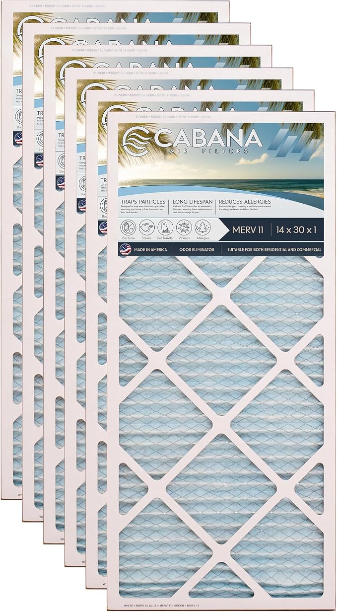 Cabana Filters 6-Pack 14x30x1 MERV 11 AC Furnace Air Filter by CabanaAirFilters