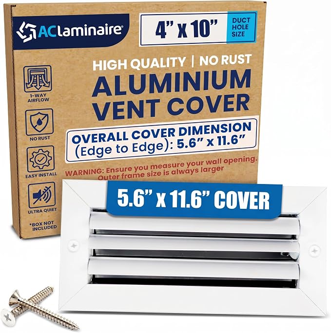 4x10 Aluminum HVAC Wall Register 1-Way Air Vent Cover Ceiling Quiet by ACLAMINAIRE