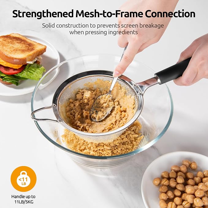 U-Taste Medium Fine Mesh Strainer: 18/8 Stainless Steel 4.73in 30 Mesh Kitchen - Image 7