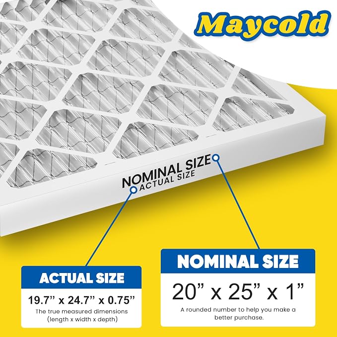 Maycold 20x25x1 MERV 8 Furnace Air Filters, Pleated HVAC AC Filter - Image 3