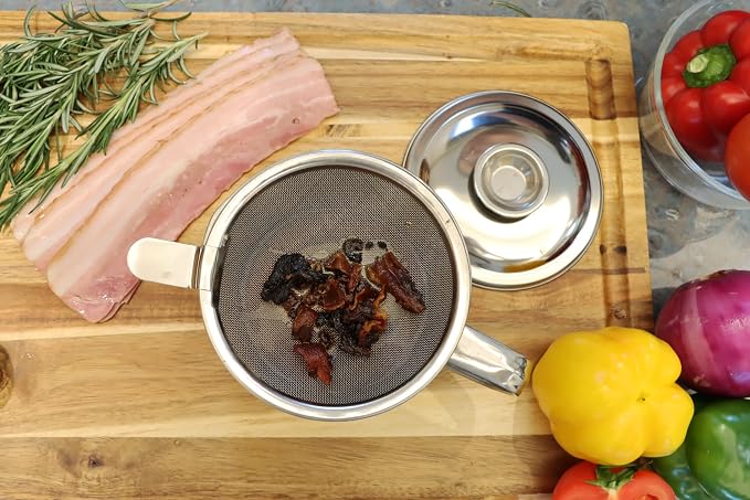 Bacon Grease Container with Strainer, Stainless Steel Oil Storage Can Container - Image 4