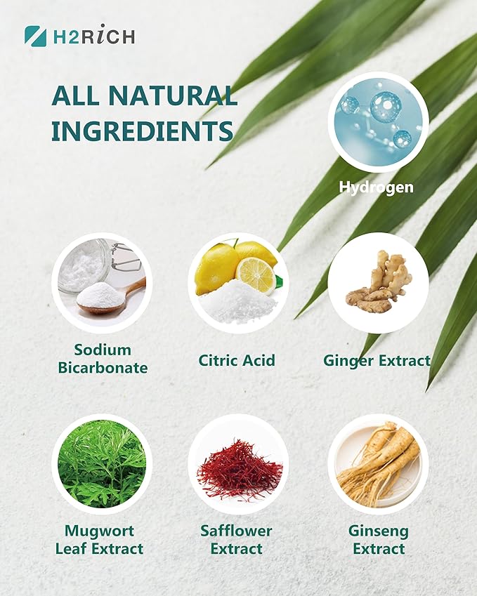 Hydrogen Foot Soak Effervescent Tablets 10 Pack | Ginger & Mugwort Herb Foot Bath, Relaxing Spa Pedicure Care | Improves Circulation, Soothes Tired Feet, Softens Calluses, Controls Odor