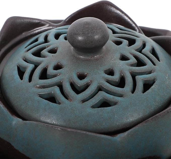 Happyyami Vintage Ceramic Lotus Incense Holder Censer - Image 3