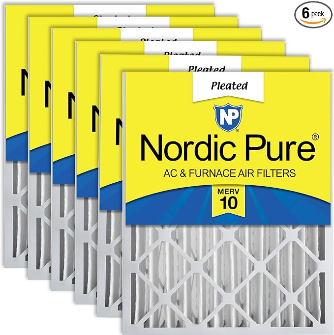 Nordic Pure 16x25x4 Pleated MERV 10 Air Filters 6 Pack by NordicPure