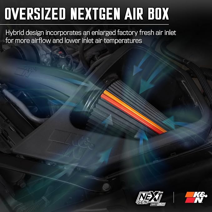 K&N NextGen Cold Air Intake System: Dry-Flow Cotton Filter: Compatible - Image 5
