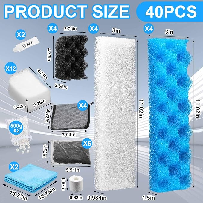 38 Pcs Compatible with Fluval 406/407 Filter Media Canister Filter Maintenance - Image 2
