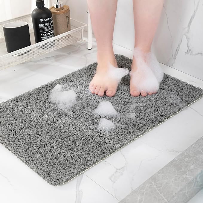 Non-Slip Bathtub Mat, Anti Slip Shower Mat, Fast Drying Bathtub Mats, Foot Scrubber Mat, Anti Slip Mat for Tub, Floor, Bathroom, Kitchen, Home, Hotel (Grey 47"×16")