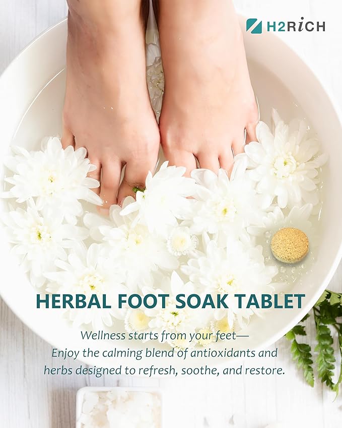 Hydrogen Foot Soak Effervescent Tablets 3 Pack | Ginger & Mugwort Herb Foot Bath, Relaxing Spa Pedicure Care | Improves Circulation, Soothes Tired Feet, Softens Calluses, Controls Odor