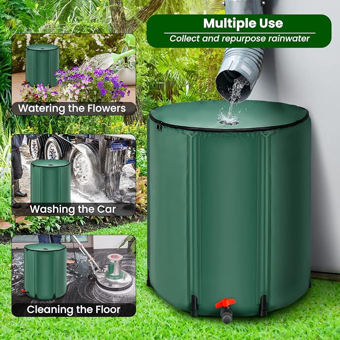 Goplus 53 Gallon Collapsible Rain Barrel, Portable Rain Barrels to Collect - Image 2