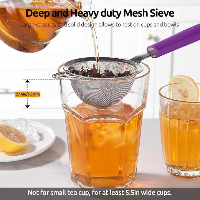 U-Taste Small Fine Mesh Strainer: 18/8 Stainless Steel 3.35in 30 Mesh Kitchen - Image 9