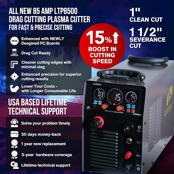 LTP8500 | 85A HF Pilot Arc Plasma Cutter, Drag-Cut Enabled, 220V Single-Phase - Image 4