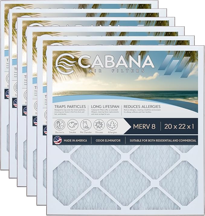 6 Pack HVAC Furnace Air Filters, MERV 8 by CabanaAirFilters