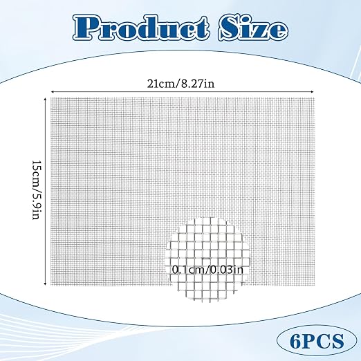 6 Pcs Stainless Steel Wire Mesh Sheet 20 Mesh Air Vent Fine Meshs 1mm Hole - Image 2
