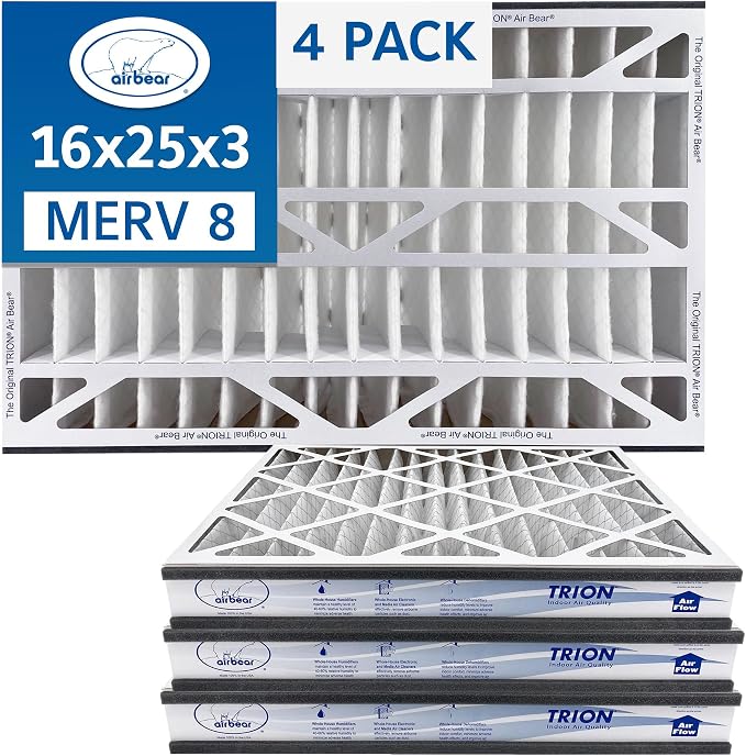 16x25x3 TRION Air Bear Cub Pleated HVAC Air Filter MERV 8 by Trion