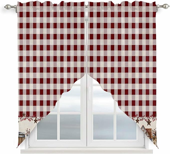 Swag Curtain Valances for Kitchen Windows, Farm Barn Western Star on Vintage - Image 4