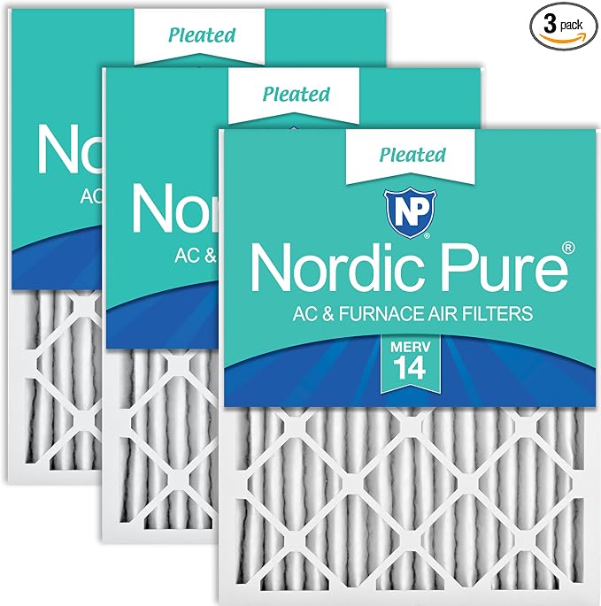 Nordic Pure 25x25x2 Pleated MERV 14 Air Filters 3 Pack by NordicPure