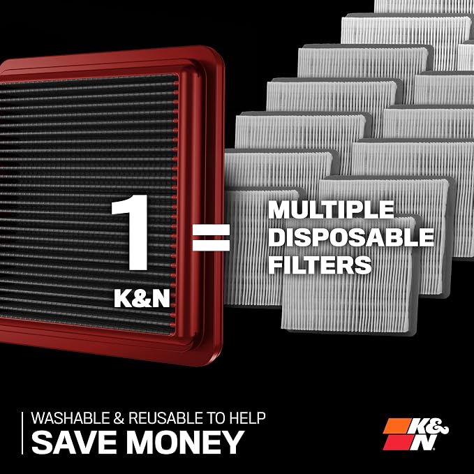 K&N Dryflow Lifetime Engine Air Filter: Washable, Replacement Filter:Compatible - Image 6