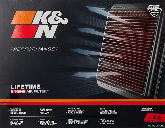 K&N High-Flow Original Lifetime Engine Air Filter: Increase Power: Premium - Image 2