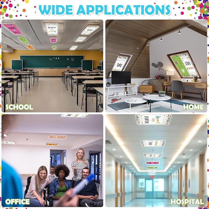 6Pcs Fluorescent Light Covers for Classroom Ceiling Lights, 4 x 2 Feet - Image 8