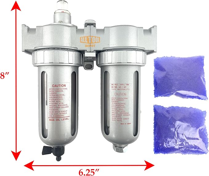3/8" NPT MID FLOW 2 Stages Coalescing Filter Desiccant Dryer System - Image 2