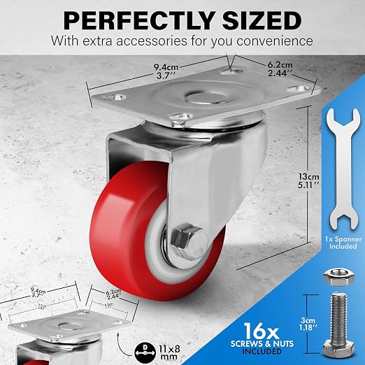 2.5 Inch Caster Wheels Heavy Duty Casters Set of 4 Lockable Cart Wheels - Image 2