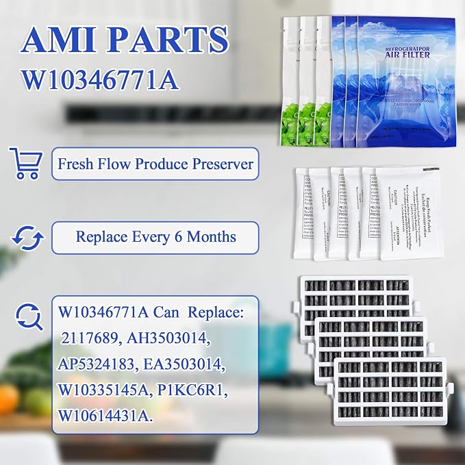 AMI PARTS W10311524 Air Filter &W10346771A Produce Preserver Replacement - Image 2