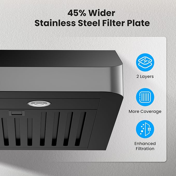 36 inch Black Undercabinet Range Hood, 980CFM Kitchen Range Hood - Image 3