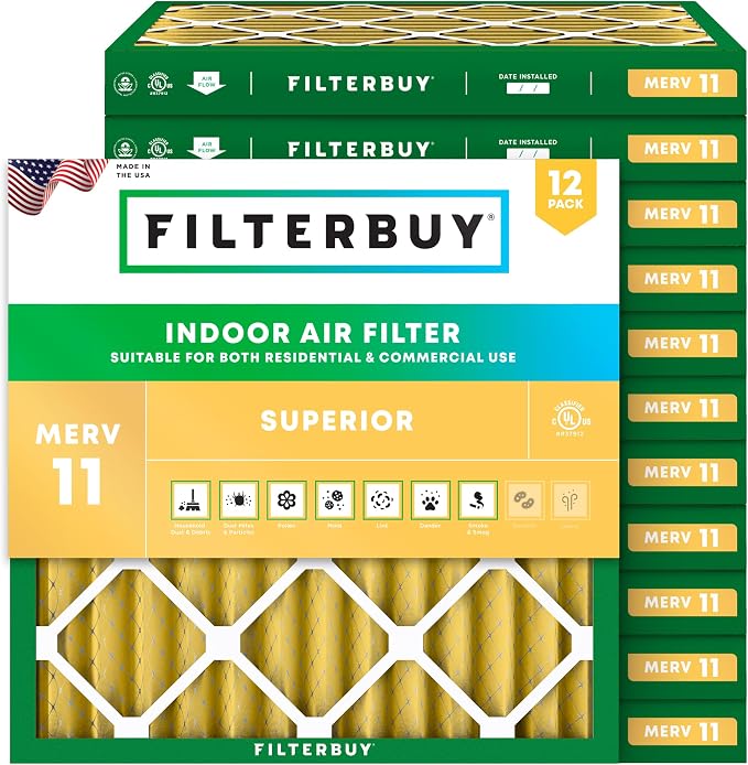 Filterbuy 18x18x2 Air Filter MERV 11 Superior Pet & Allergy Defense, by Filterbuy