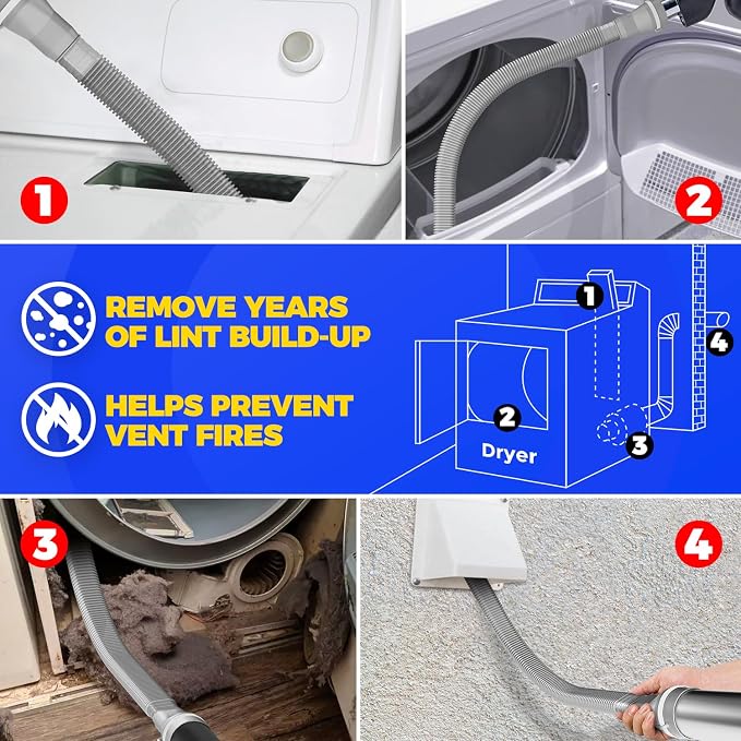 Holikme Dryer Vent Cleaner Kit 2 Pieces - Image 3