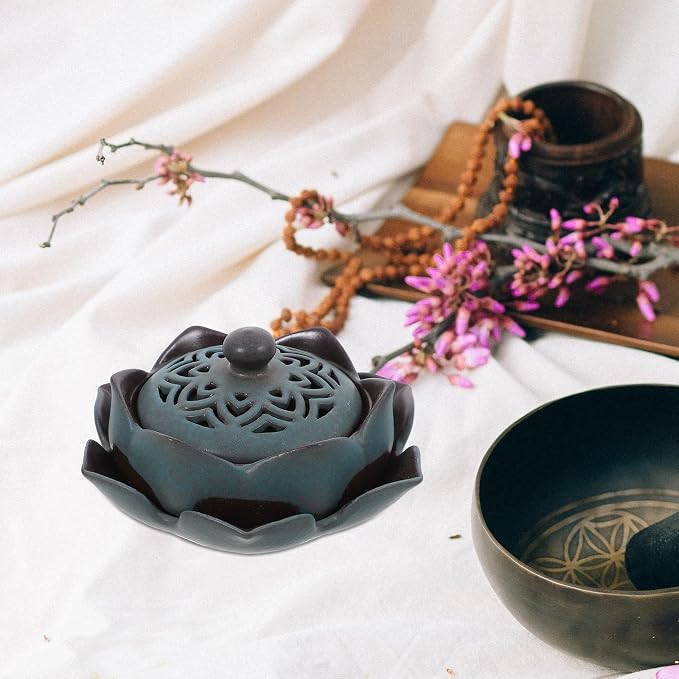 Healeved Ceramic Floral Incense Holder Vintage Antique Incense Burner - Image 6