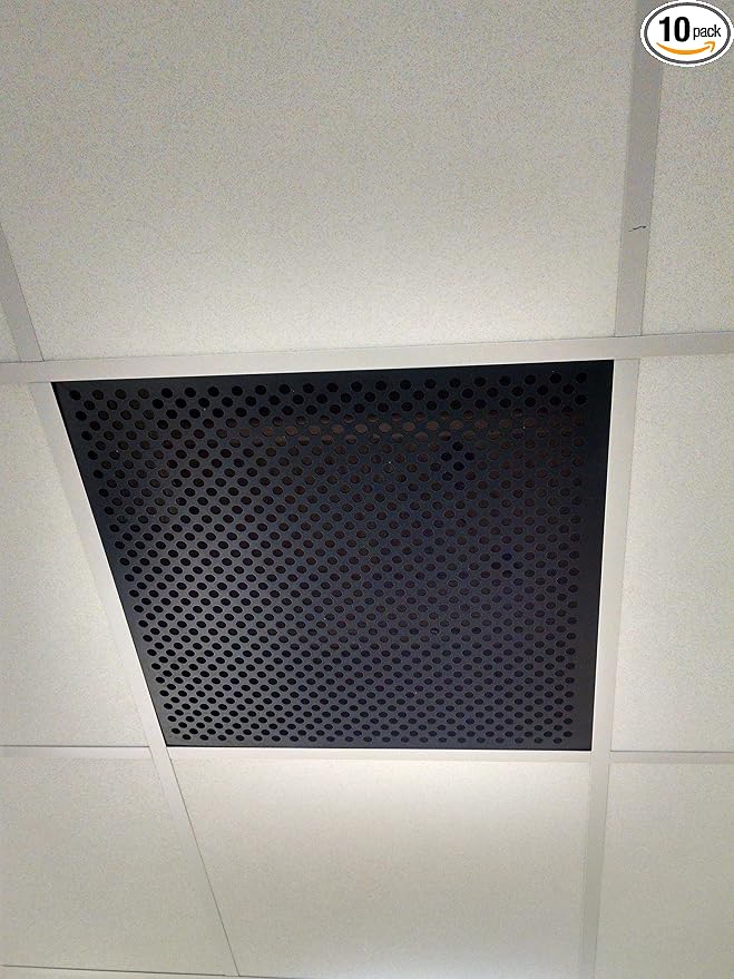 2'x2' Black Plastic Perforated Tile, 10 Pack, by 1800CEILING