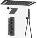 Digital Display Shower Faucet Set Matte Black Shower System with 14X20 inch Ceiling Mounted Shower Head and 8 inch Wall Mounted Shower Head Combo, Handheld Shower