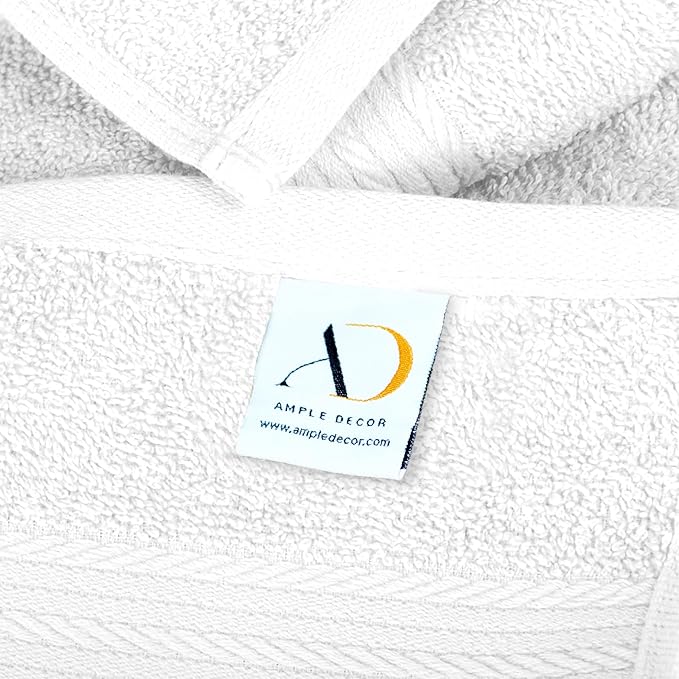 Ample Decor Hand Towels for Bathroom 18 X 28 Inch 600 GSM 100% Cotton, Soft Absorbent - Set of 2 - Christmas White