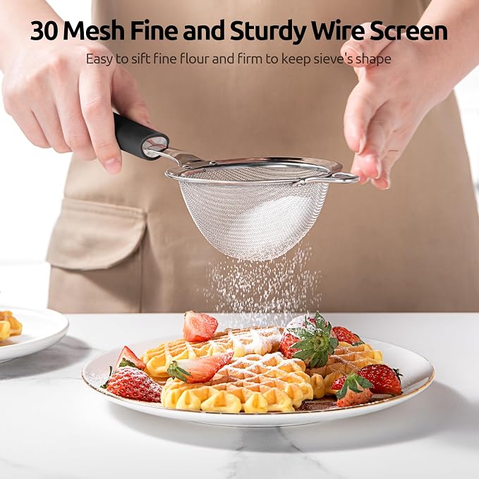 U-Taste Small Fine Mesh Strainer: 18/8 Stainless Steel 3.35in 30 Mesh Kitchen - Image 4