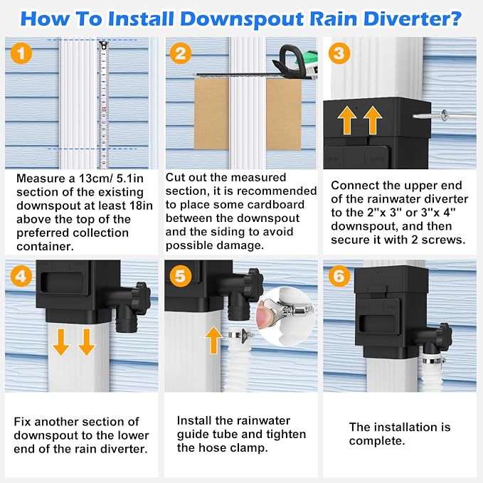 WADEO Rainwater Collection System, Downspout Diverter Fits - Image 6