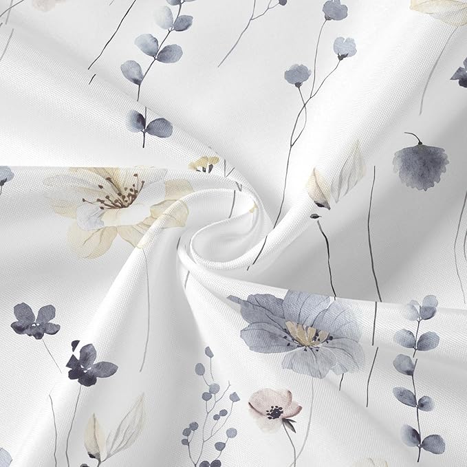 Gibelle Watercolor Floral Shower Curtain, Grey Beige Flower Shower Curtain for Bathroom, Modern Minimalist White Waterproof Fabric 72x72 Inch