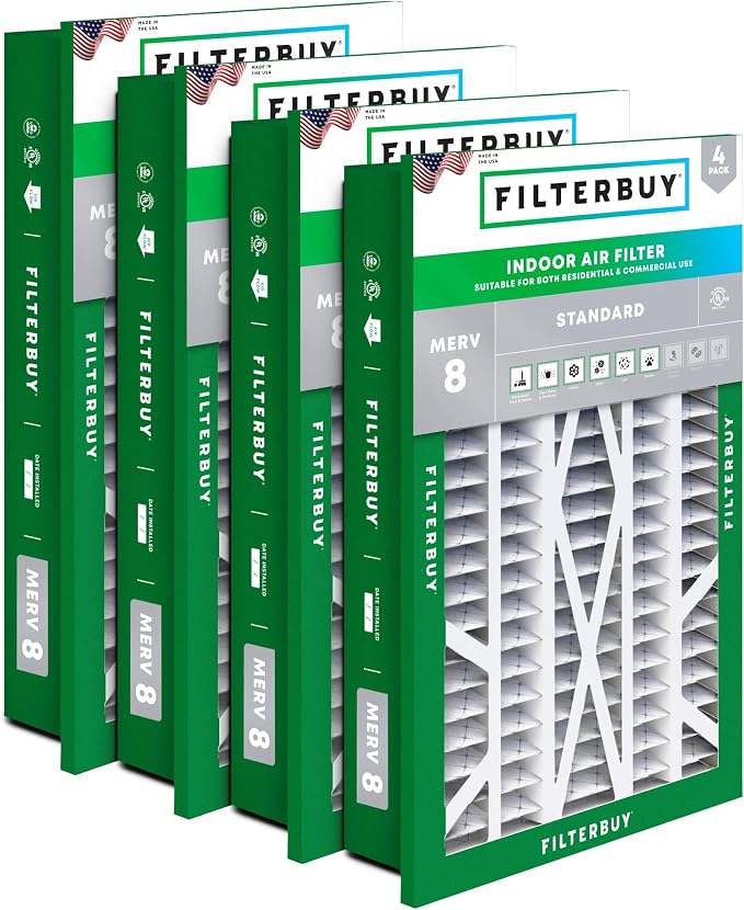 Filterbuy 16x25x5 Air Filter MERV 8 Essential Dust & Allergy Defense, by Filterbuy