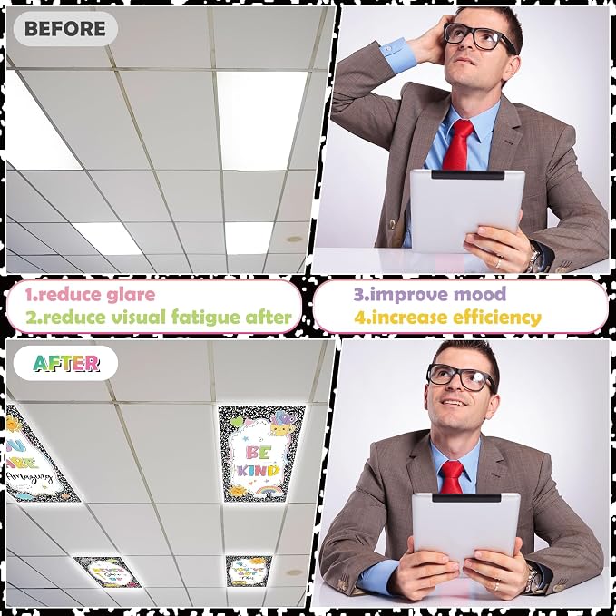 8Pcs Classroom Light Covers for Fluorescent Lights, Composition Inspirational - Image 5