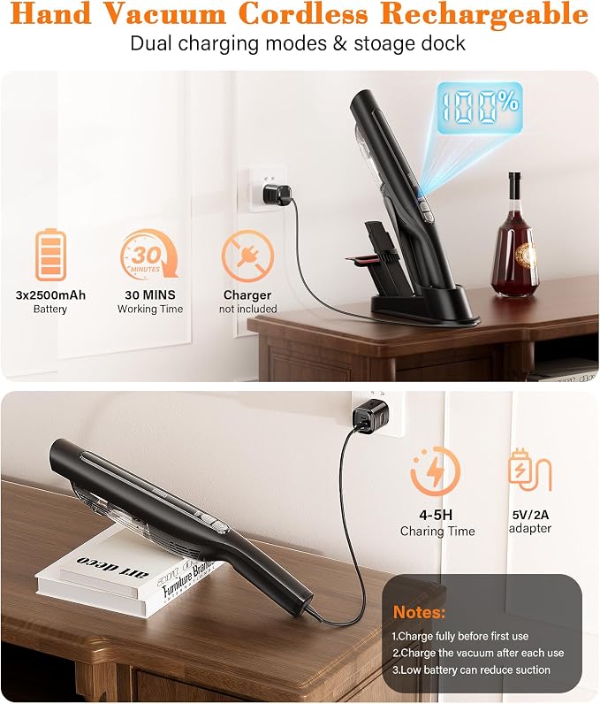 Handheld Vacuum Cordless, 24KPA High Power Car Vacuum - Image 4