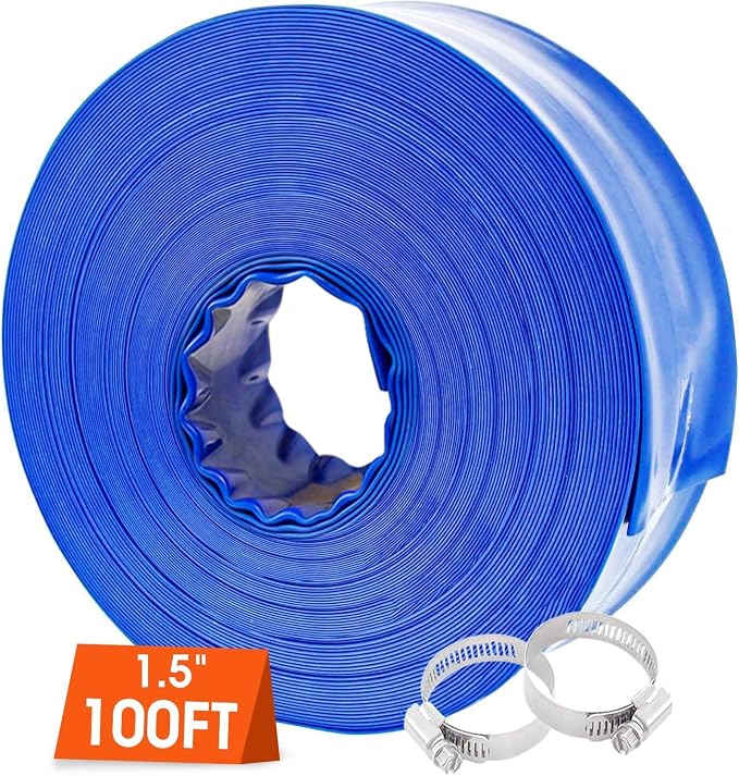 Poolvio 1-1/2" x 100' Professional Blue Backwash Hose - Image 3