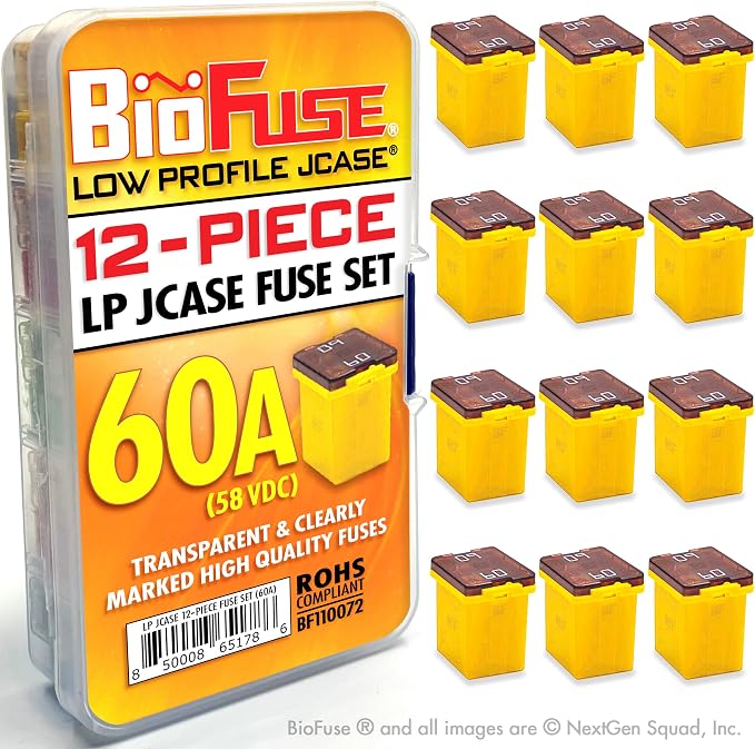 60A Low Profile JCASE 12-Piece Cartridge Fuse Assortment. Fits Most: Nissan by BioFuse