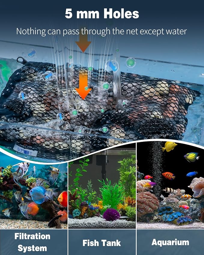 Pawfly 8 Pcs Aquarium Filter Media Bags, Fish Tank Coarse Mesh Bag - Image 2