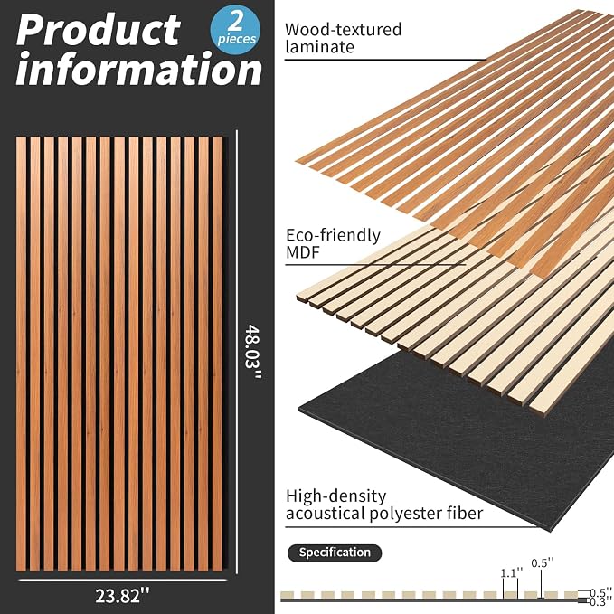 Wood Slat Wall Panel, 3D Soundproof Wall Panels, Large Acoustic Panels - Image 2