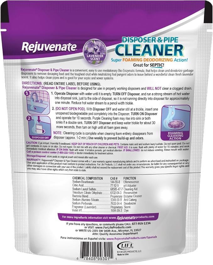 Rejuvenate Disposal Cleaner, 6 Pods, Lavender-Scented Disposal and Pipe Cleaner - Image 11