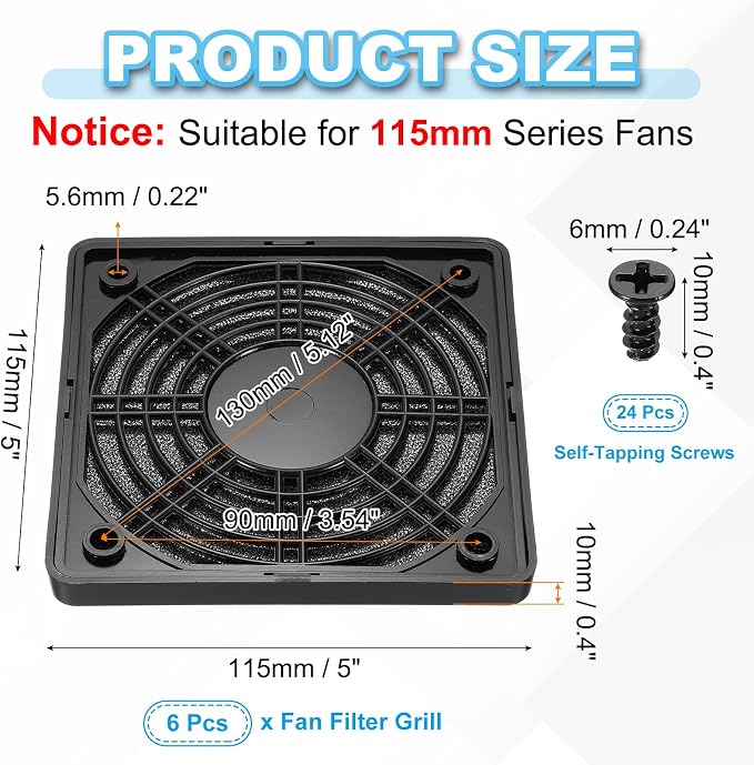 PATIKIL 110mm Fan Filter Grill - Image 2