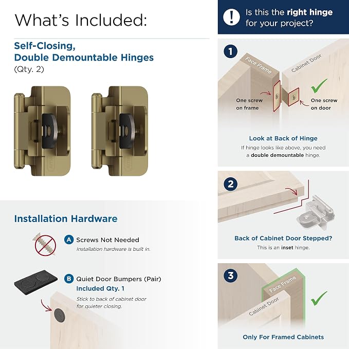 Amerock BPR8700BBZ | Cabinet Hinge | 3/8 inch Inset Double Demountable | Golden - Image 3