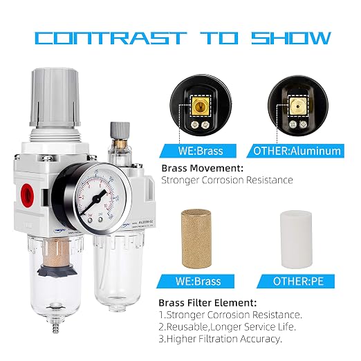 NANPU 1/4" NPT Compressed Air Filter Regulator Lubricator Combo Water/Oil Trap - Image 4