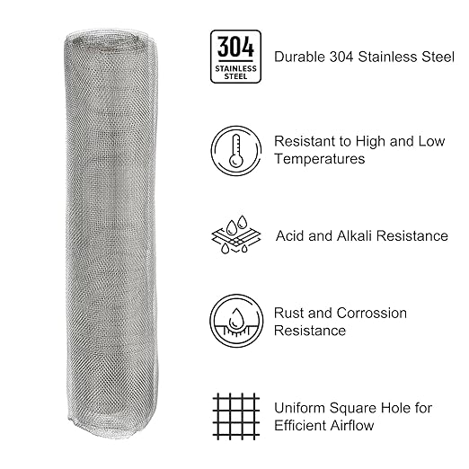 PATIKIL 40" L x 10" W Woven Wire Mesh, 24 Mesh 304 Stainless Steel Air Vent - Image 3