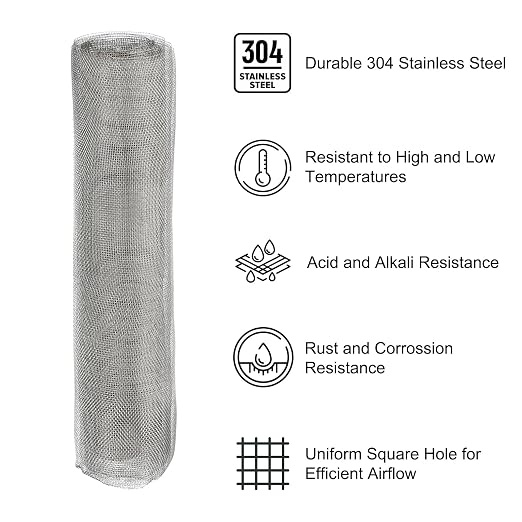 PATIKIL 40" L x 16" W Woven Wire Mesh, 24 Mesh 304 Stainless Steel Air Vent - Image 3