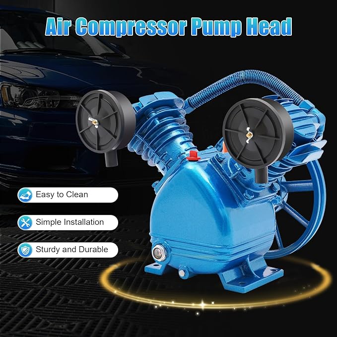 V Air Compressor Pump Head for 3 HP 2 Piston Motor Twin Cylinder Single Stage - Image 3